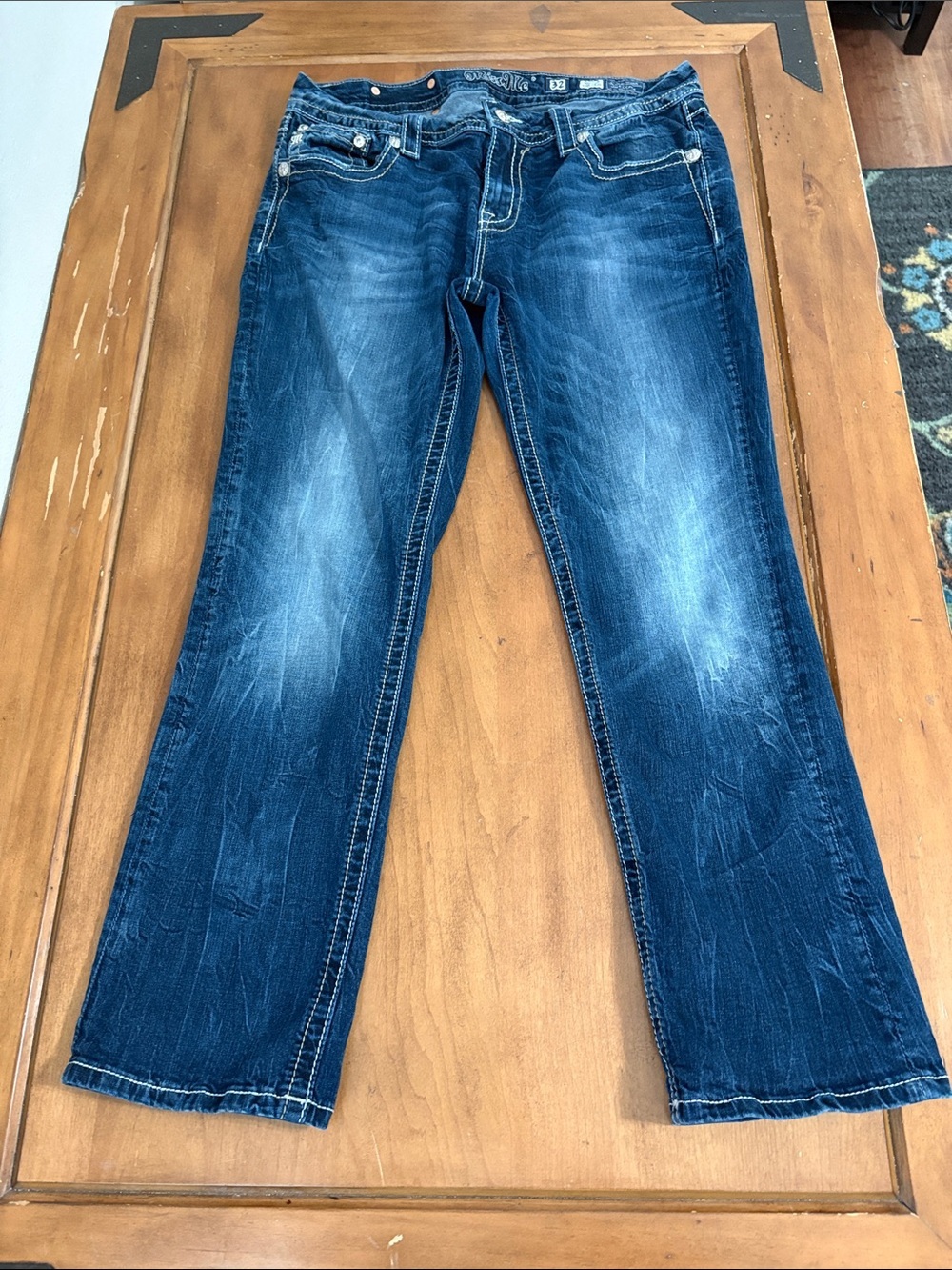 Miss Me Dark Blue Cropped Mid-Rise Jeans